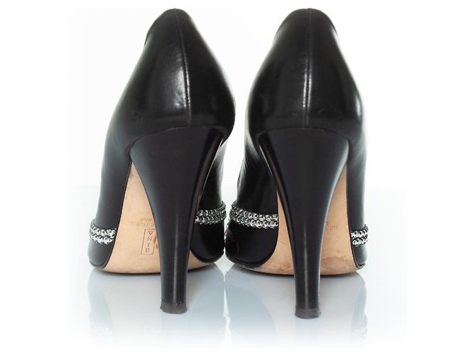 Gina Tacchi peeptoe in pelle nera con strass Nero - vista 3