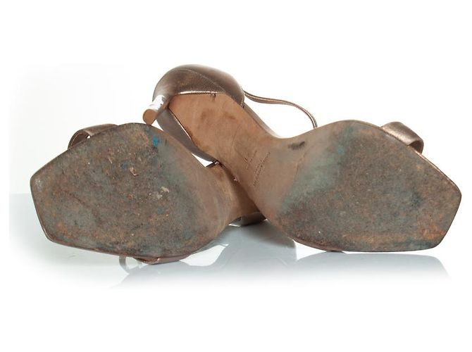 Sandali metallici Saint Laurent D'oro Metallico - vista 7