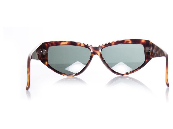 Gianni Versace Tortoise Shell Rectangular Sunglasses. Brown - view 4