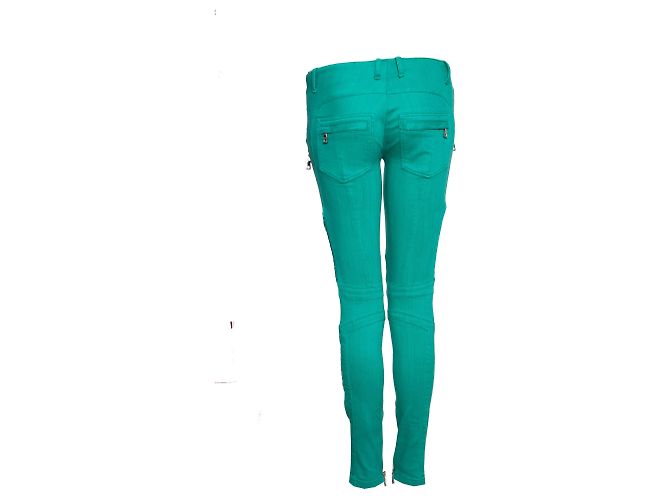 Jeans biker Balmain in verde. - vista 2