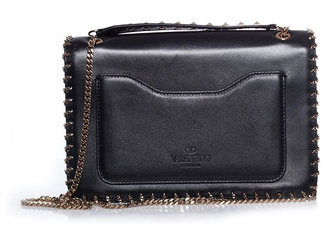 Valentino Garavani Borsa a spalla in pelle Demilune con catena Valentino Nero - vista 2