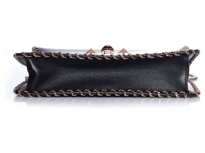 Valentino Garavani Borsa a spalla in pelle Demilune con catena Valentino Nero - vista 3