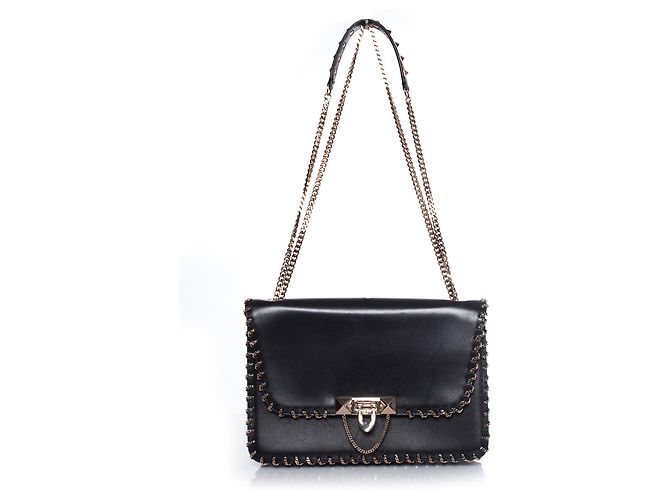 Valentino Garavani Borsa a spalla in pelle Demilune con catena Valentino Nero - vista 4