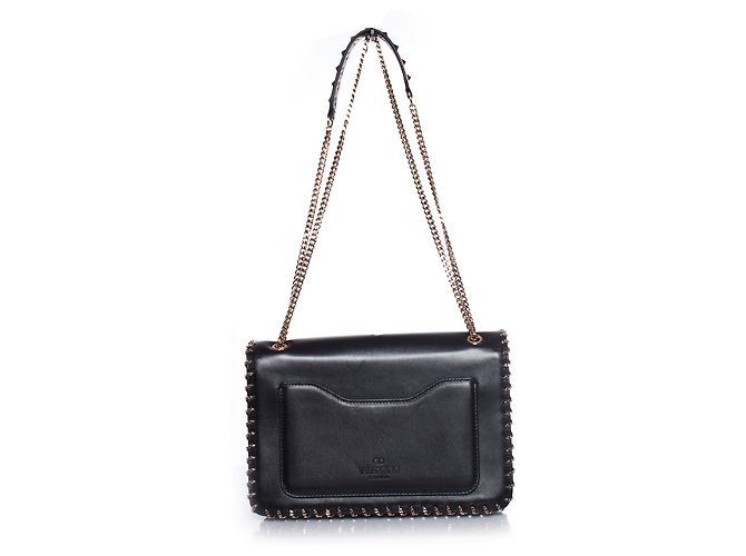 Valentino Garavani Borsa a spalla in pelle Demilune con catena Valentino Nero - vista 5