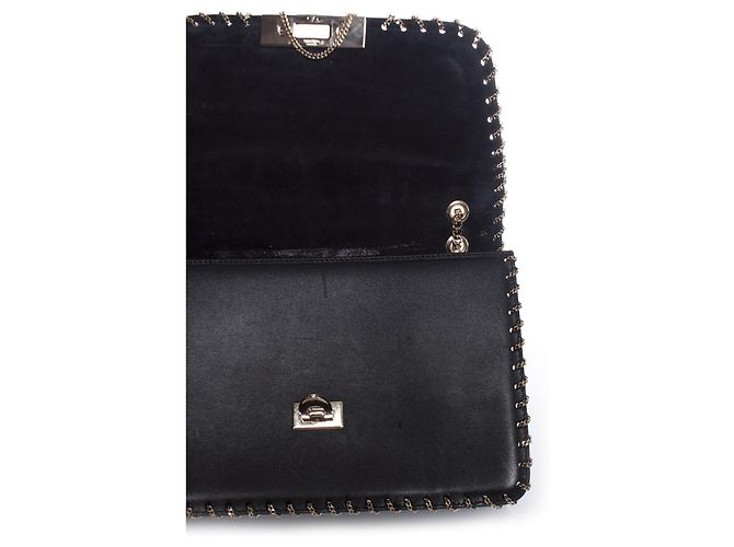 Valentino Garavani Borsa a spalla in pelle Demilune con catena Valentino Nero - vista 6
