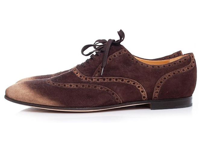 Derby de camurça com bicos leves da Gucci. Marrom - vista 2