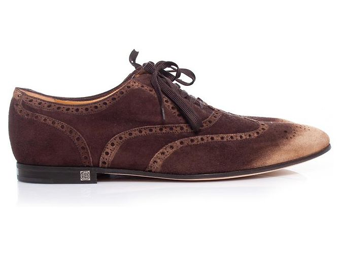 Derby de camurça com bicos leves da Gucci. Marrom - vista 6