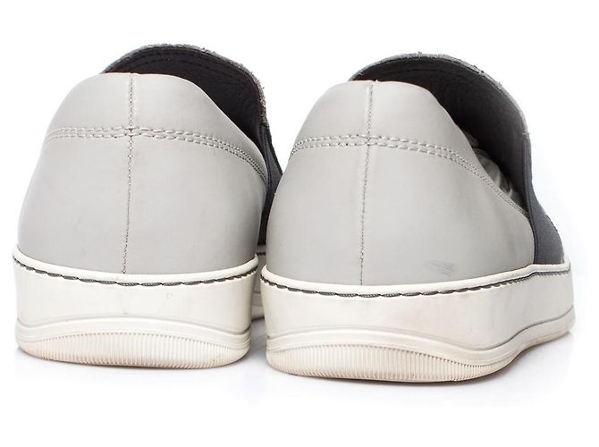 Graue Leder Slip-On Sneakers von Lanvin. - Ansicht 3