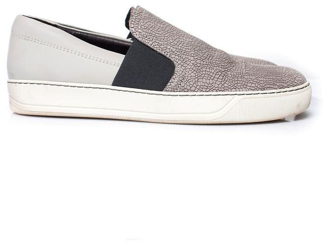 Graue Leder Slip-On Sneakers von Lanvin. - Ansicht 4