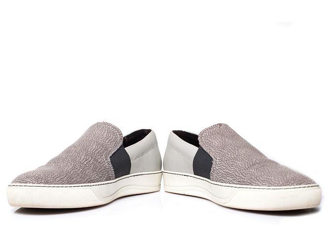Graue Leder Slip-On Sneakers von Lanvin. - Ansicht 6