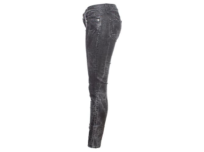 7 For All Mankind Seven for all mankind Jeans mit glänzendem Echsenmuster. Grau - Ansicht 3
