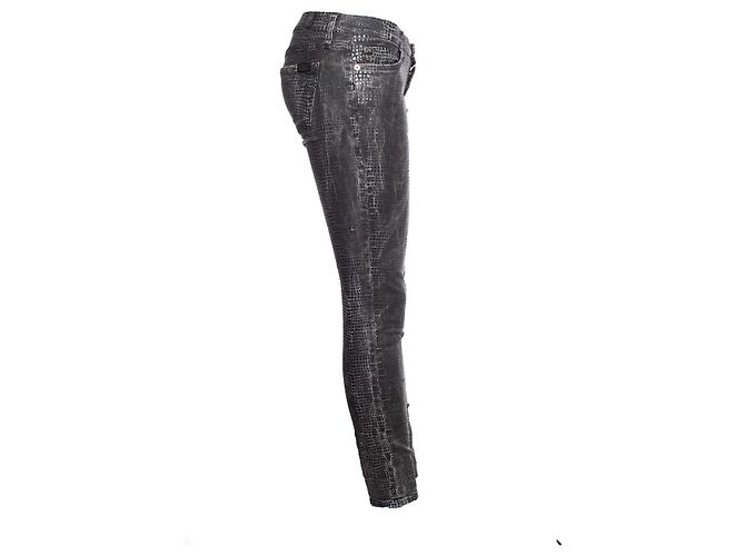 7 For All Mankind Seven for all mankind Jeans mit glänzendem Echsenmuster. Grau - Ansicht 4