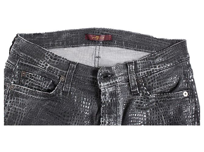 7 For All Mankind Seven for all mankind Jeans mit glänzendem Echsenmuster. Grau - Ansicht 6