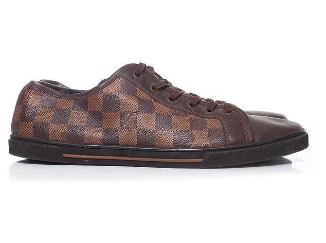 Sneakers basse in tela Damier ebene Louis Vuitton Marrone - vista 5