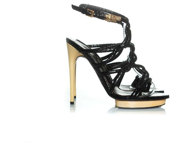 Tom Ford python leather slingback sandals Black - view 3