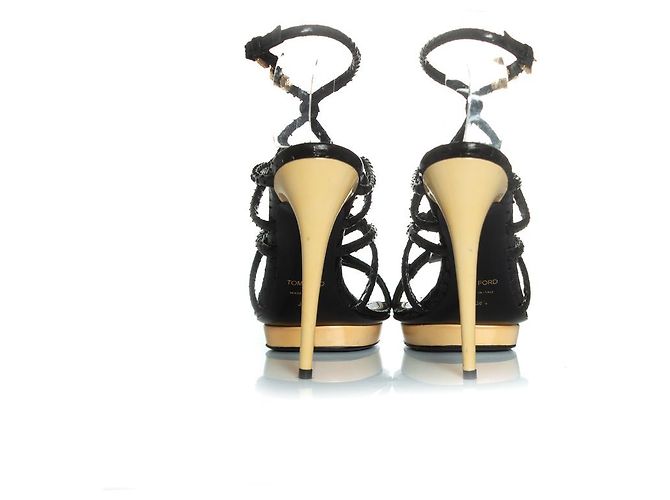 Tom Ford python leather slingback sandals Black - view 5