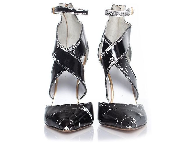 Balmain Cross strap ankle heels Black - view 5