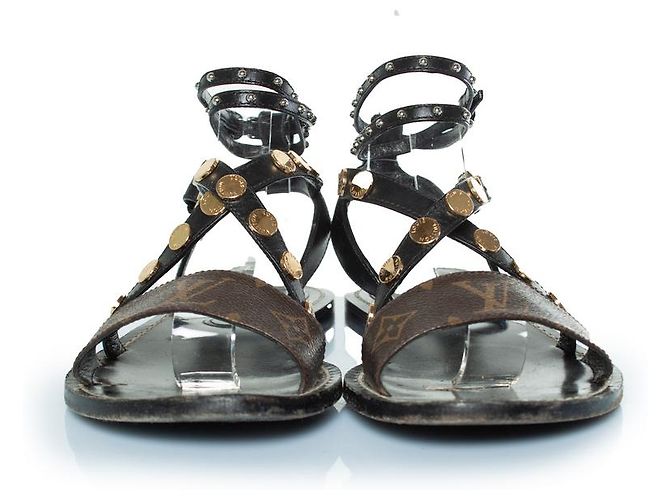 Sandali incrociati Monogram Louis Vuitton Marrone - vista 3