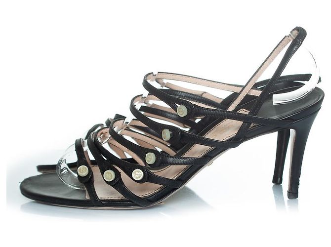 Sandali neri con cinturino Gucci con bottoni Gucci Nero - vista 2