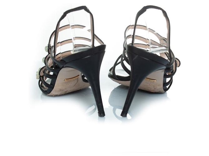 Sandali neri con cinturino Gucci con bottoni Gucci Nero - vista 4