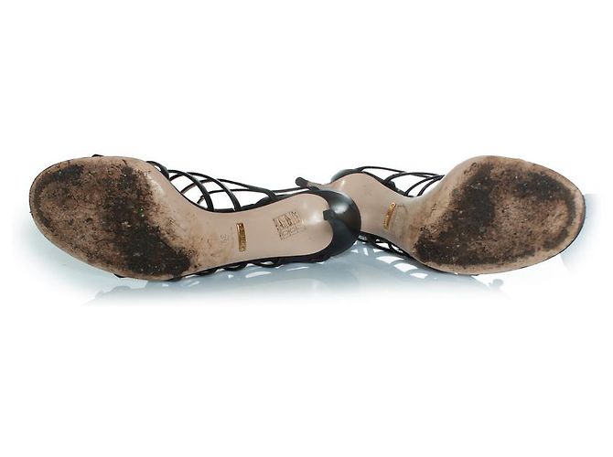 Sandali neri con cinturino Gucci con bottoni Gucci Nero - vista 6