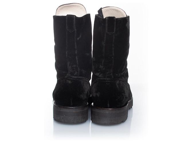 Chanel Samt Kampfstiefel mit Schnürung Schwarz - Ansicht 5