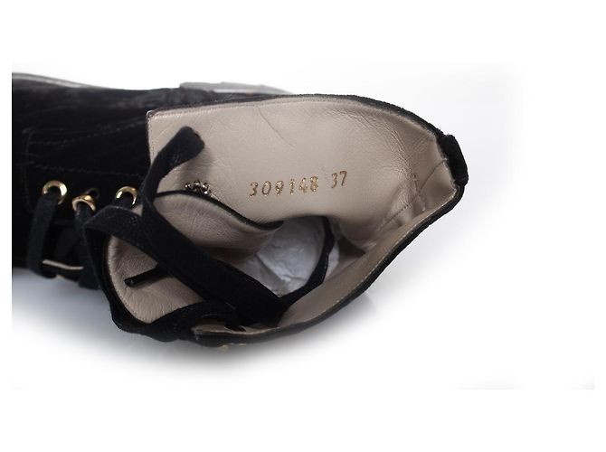 Chanel Samt Kampfstiefel mit Schnürung Schwarz - Ansicht 7