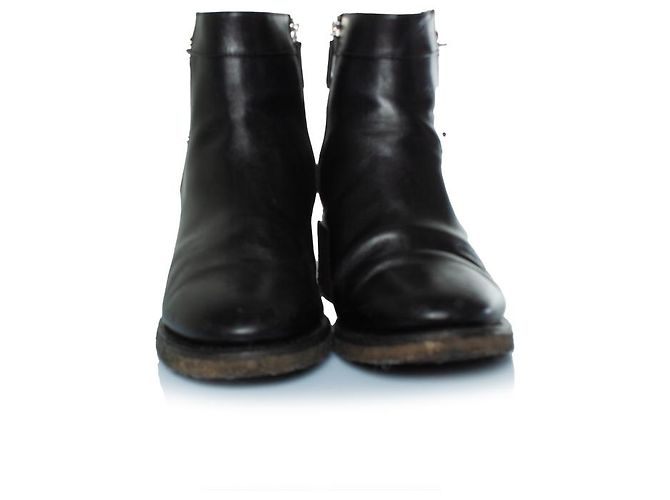 Botines de cuero negro Chanel con cierres giratorios CC - vista 5