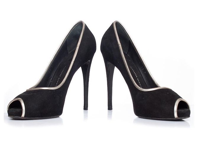 Décolleté peep toe in suede nero Giuseppe Zanotti - vista 3