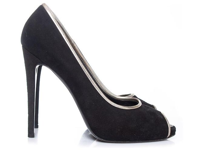 Décolleté peep toe in suede nero Giuseppe Zanotti - vista 5
