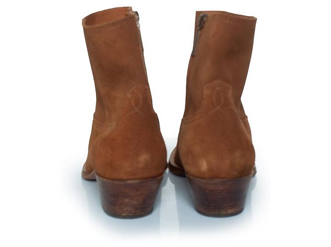 Botas western Lukas em camurça marrom da Saint Laurent - vista 4