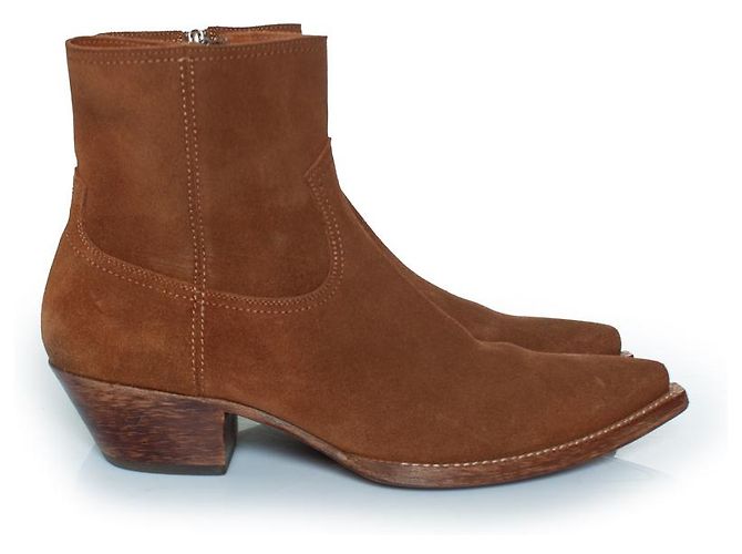Botas western Lukas em camurça marrom da Saint Laurent - vista 5