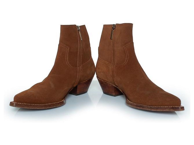 Botas western Lukas em camurça marrom da Saint Laurent - vista 6