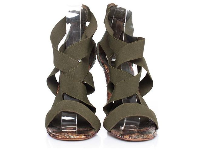 Python-Sandalen von Sergio Rossi mit elastischen Riemen. Grün - Ansicht 5