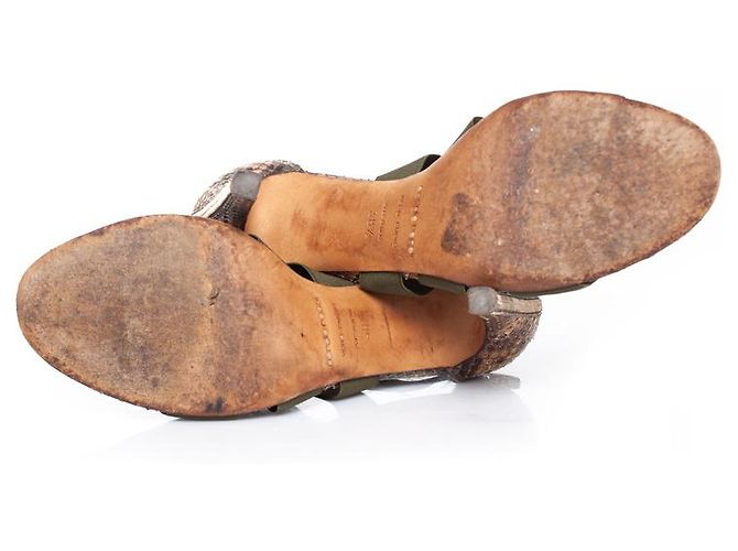 Python-Sandalen von Sergio Rossi mit elastischen Riemen. Grün - Ansicht 7