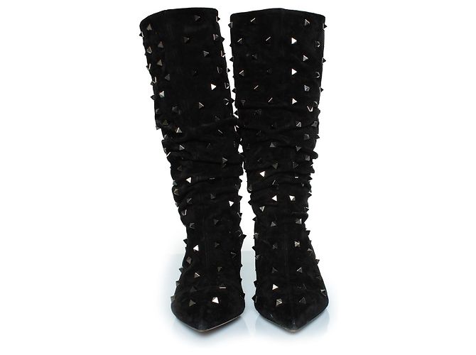 Botas arrugadas de ante rockstud Valentino Garavani Negro - vista 5