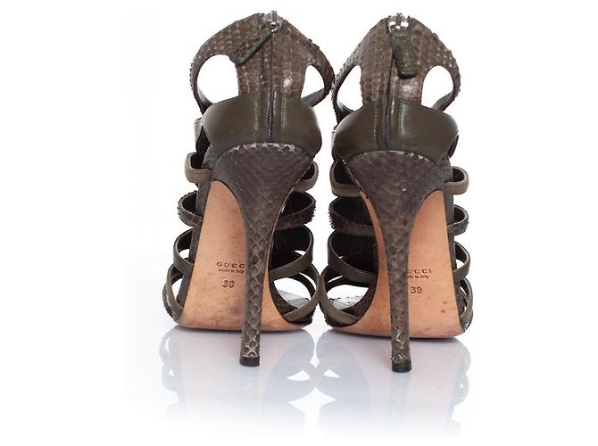 Sandalo Gucci Kaki in pelle e camoscio Verde Cachi - vista 4