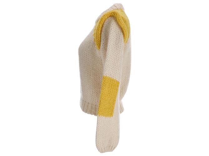 Ganni Julliard Strickpullover in creme und gelber Mohairwolle - Ansicht 2