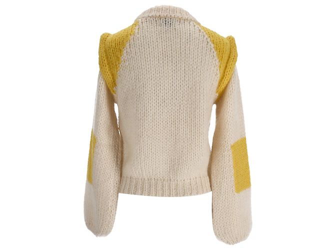 Ganni Julliard Strickpullover in creme und gelber Mohairwolle - Ansicht 3