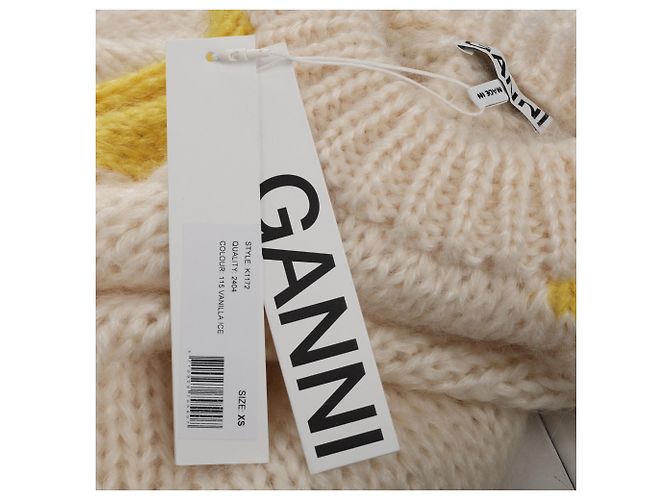 Ganni Julliard Strickpullover in creme und gelber Mohairwolle - Ansicht 5