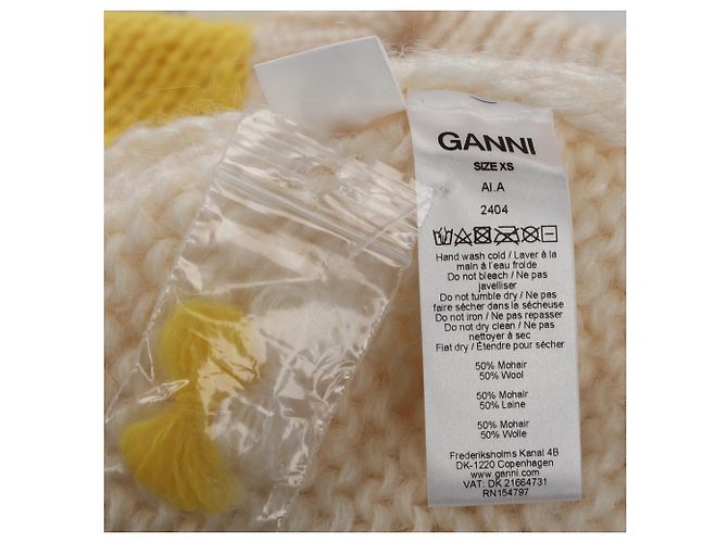 Ganni Julliard Strickpullover in creme und gelber Mohairwolle - Ansicht 6