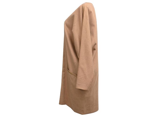 Abito midi a maniche lunghe Max Mara con tasche in lana camel marrone Rosso - vista 2