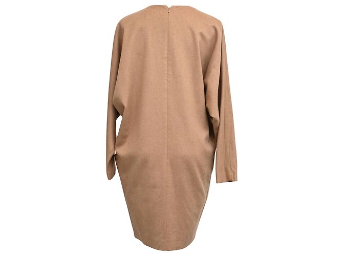 Abito midi a maniche lunghe Max Mara con tasche in lana camel marrone Rosso - vista 3
