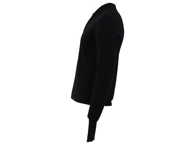 Dior Langarm-Polo-Pullover aus schwarzer Kaschmir - Ansicht 3