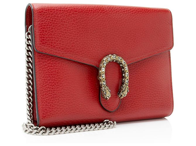 Portafoglio a catena Dionysus in pelle e cristallo Gucci Rosso - vista 2