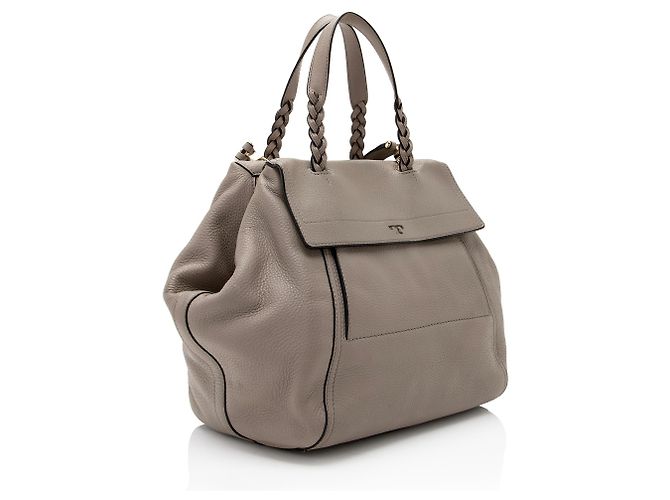 Tory Burch Leather Half Moon Medium Satchel Grey - view 2