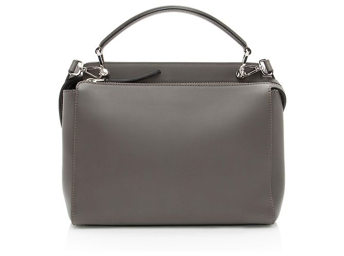 Fendi Bolsa Dotcom Média em Couro de Bezerro Cinza - vista 3