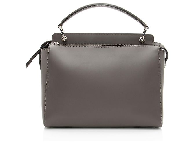 Fendi Calfskin Whipstitch Dotcom Medium Satchel Grigio - vista 3