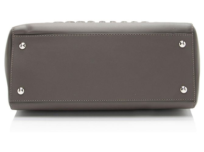 Fendi Calfskin Whipstitch Dotcom Medium Satchel Grigio - vista 4