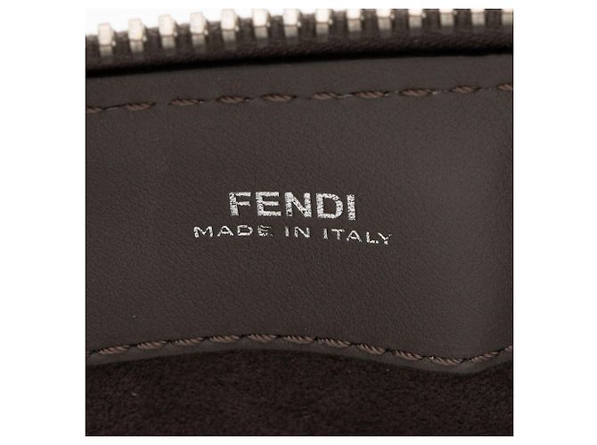 Fendi Calfskin Whipstitch Dotcom Medium Satchel Grigio - vista 8